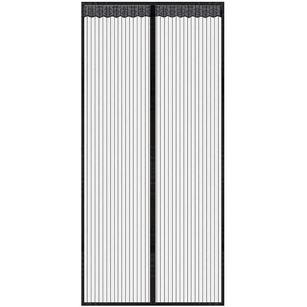Magneettinen hyttysverkko-ovi, raidallinen pitsi, 110x210cm (musta)
