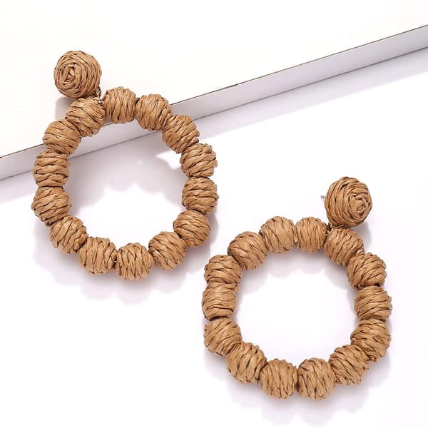 Rattan Ørepynt for Kvinner, Håndflettet Halm, Wicke