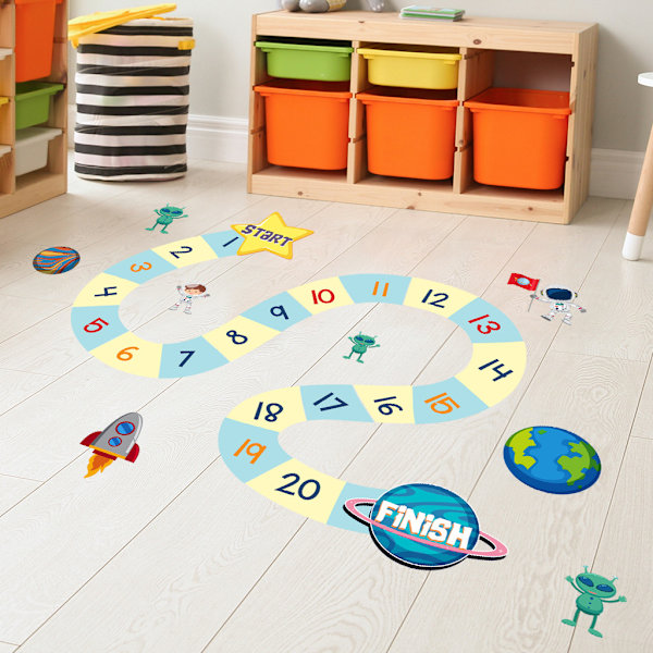 Digitalt Hoppeleg Spil Gulv Stickers Kreativt Univers Nummer Pu