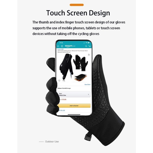 Pekskärmscykelhandskar för män och kvinnor (svart, storlek M)