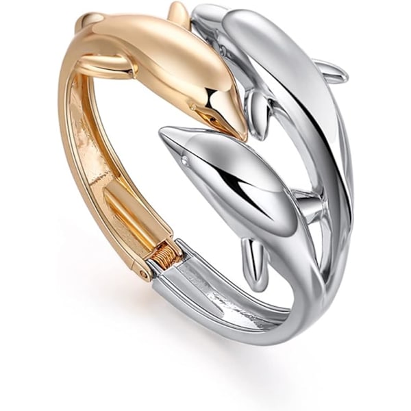 Delfin Armband för Kvinnor 18K Guld Silver Pläterad Söta Delfin B