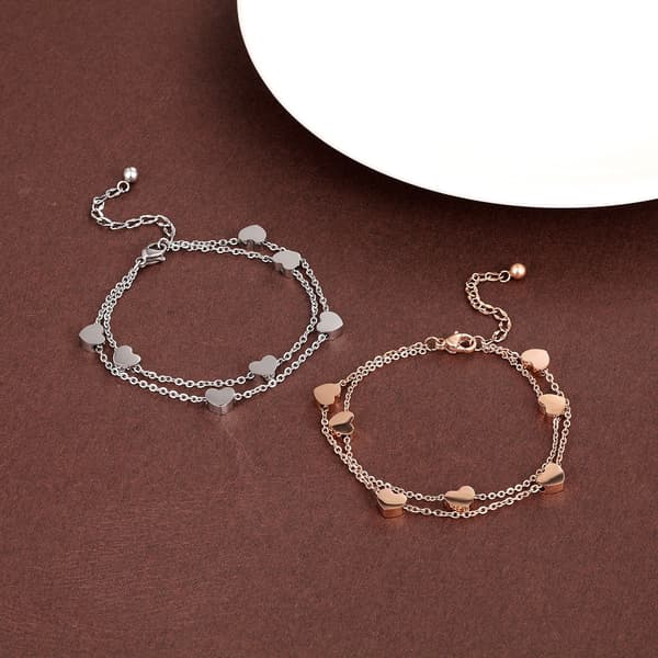 Kærlighed Rustfrit Stål Link Kæde Blank Hjerte Charms Armbånd til c