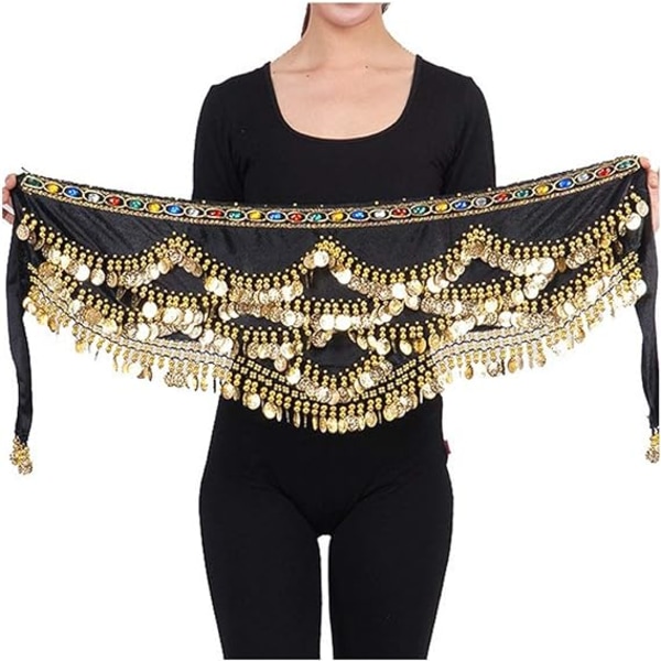 Kvinnors triangel magdansande höftsjal omlottklänning med guld coi