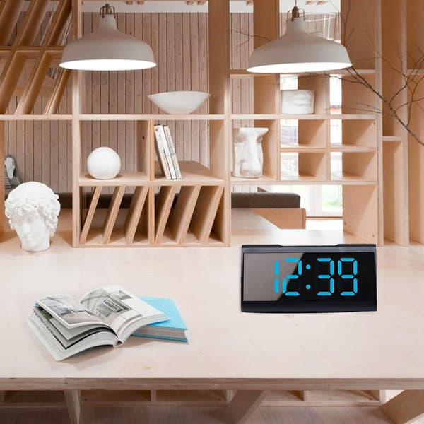 Digital väckarklocka för sovrum 6,4\" Stor LED-spegelskärm 2 Br