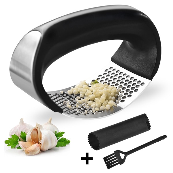 Stainless Steel Garlic Press Rocker Set - Premium Garlic Mincer W