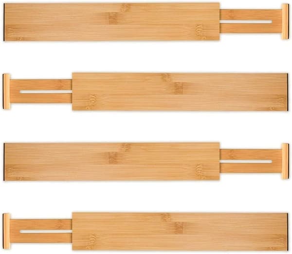 Justerbara bambuavdelare för kökslådor (4-pack)