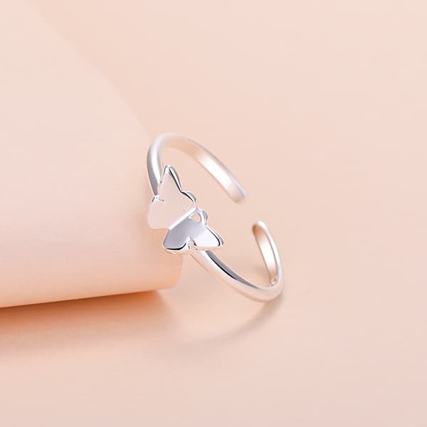 925 Sommerfugl Ring Minimalistisk Justerbar Åben Hale Finger Stackin