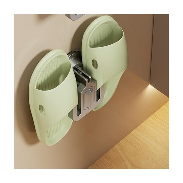 Slippers Hylde med Krog, Slippers Stativ, Vægmonteret Sko Organizer, Badeværelse Opbevaring Slippers, Sugekop Afløb, Indendørs Sko Organizer