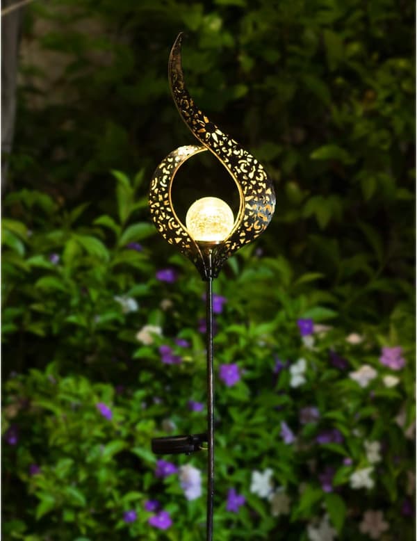 Udendørs solcellelamper Have Crackle Glass Globe Stake Lights,Wate