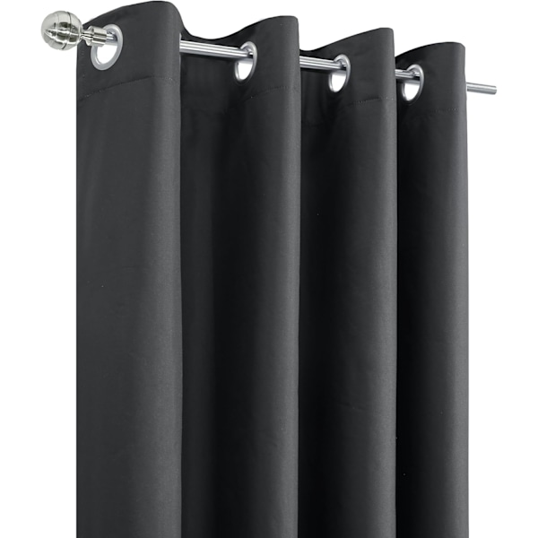 Set med 2 isolerade mörkläggningsgardiner, öljetter, för vardagsrum och sovrum, 140x244 cm (mörkgrå)