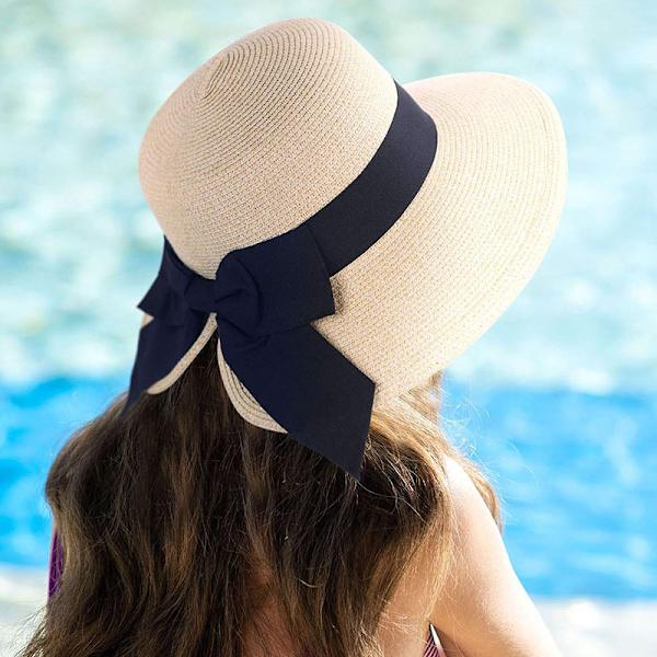 Dame Floppy Sommer Sol Strand Halm Hat UPF50 Foldbar Bred Skygge