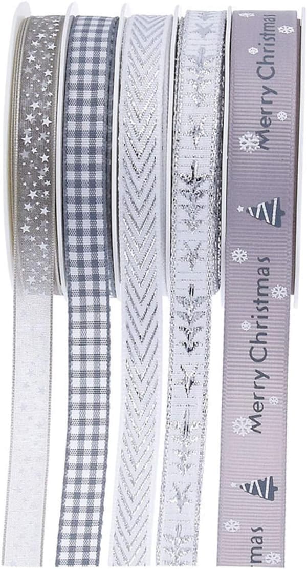 5 Styles 5M Jule Grosgrain Bånd Polyester Satin Bånd til