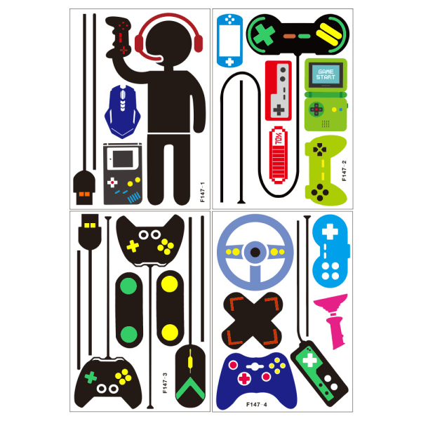 Vægklistermærker til spillelokale Videogaming-controller, vinyl-vægmærkat