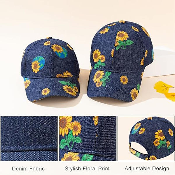 2 st familjematchande basebollkepsar mamma baby blommig keps Denimm
