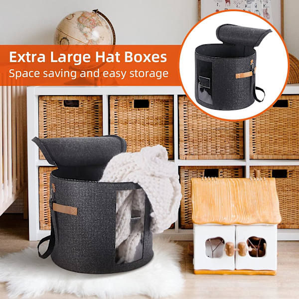 Hattboks Stor Hatt Oppbevaringsboks Hattbokser for Kvinner Oppbevaring Stor R