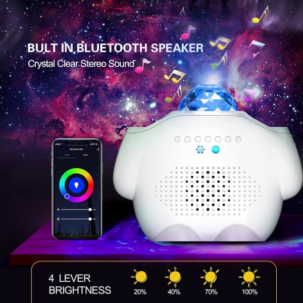 Stjernehimmel Projektor LED Hvid Galaxy Lys Projektor Himmel Nat L