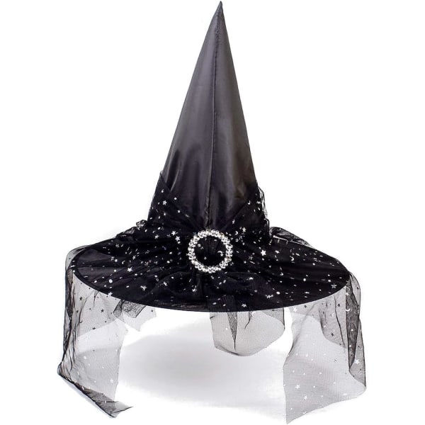 2 stk Halloween heksehatt kostyme cosplay hatt med stilig mesh Cr