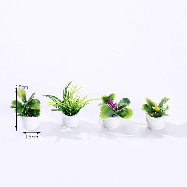 4 kpl 1:12 nukketalo miniatyyri mini puita ruukussa vihreä