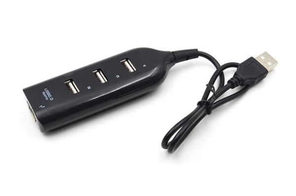 USB 2.0 Hub med 4 porter, svart