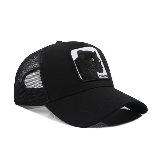 1 stk Mesh Animal Broderet Hat Snapback Hat Black Panther sort