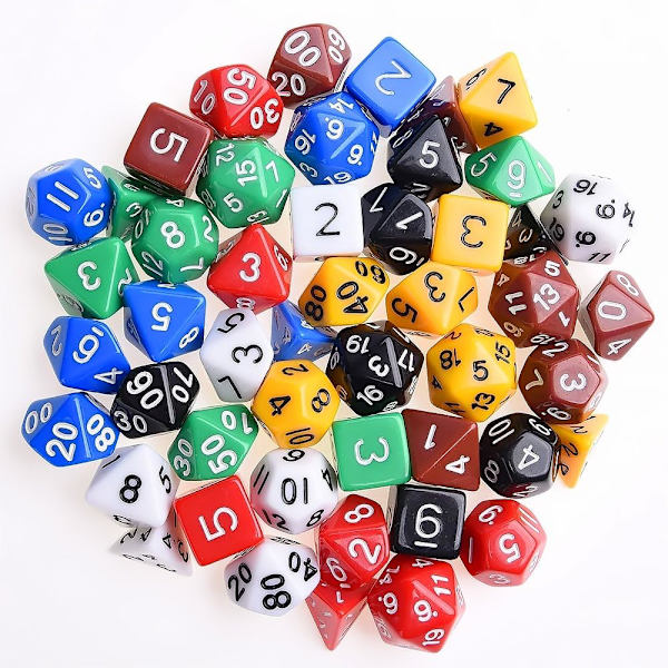 Polyhedron Dice 7-väriset roolipelien datanopat (49 kappaletta)