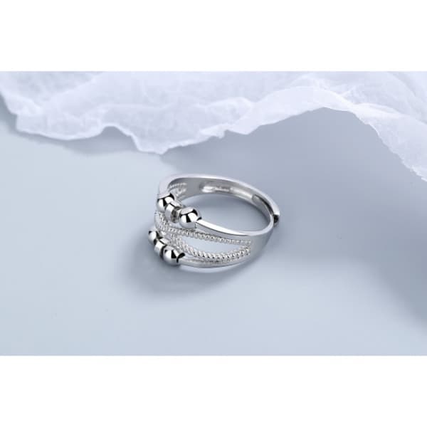 Anti-stressring med pärlor Silver S