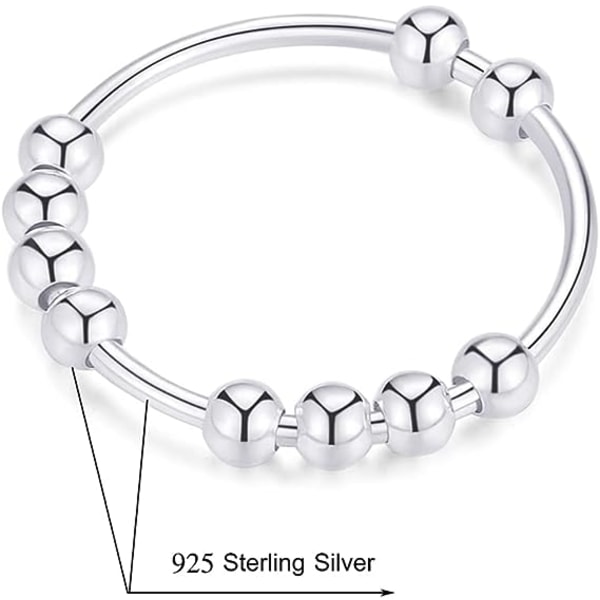 925 Sterling Silver Anti Anxiety Ring för Kvinnor Män Fidget Ringar
