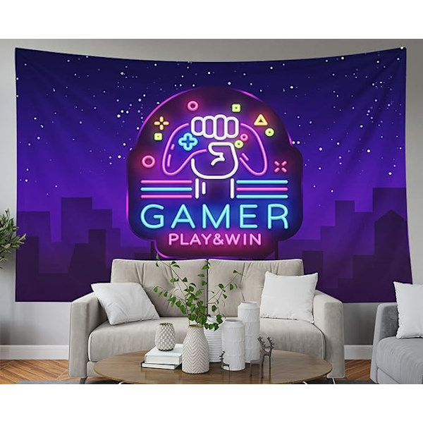 Gamer Play Win Logo Neon Skilt Skabelon Spil Nat i Stil Moderne
