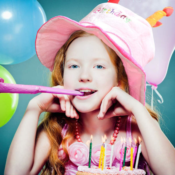 Pink plys Happy Birthday kagehat - Unisex voksenstørrelse Fancy Dres