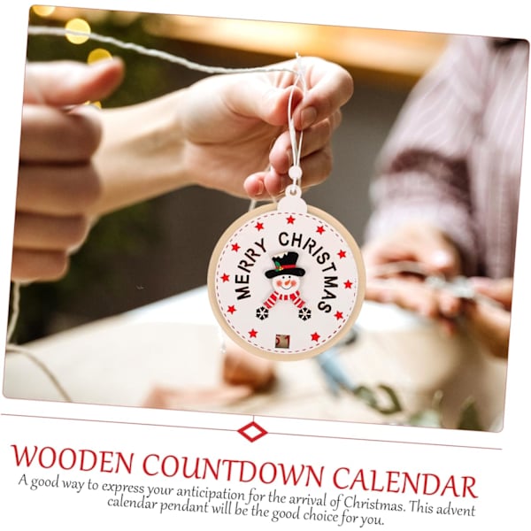 1 st vit dekorativ träjulshänge Xmas semesterdörrskalender