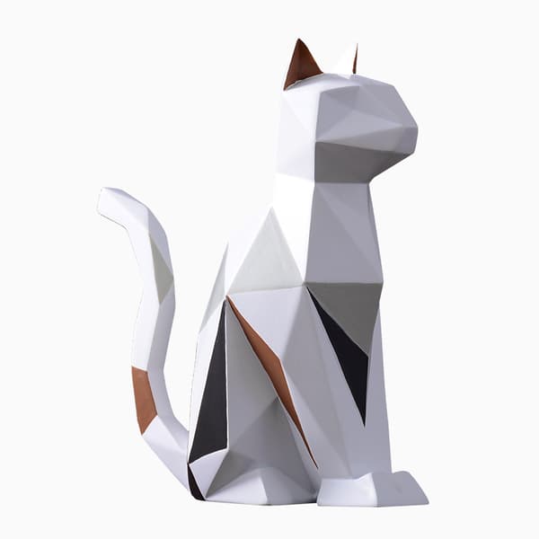 Katt Skulptur Statue Geometrisk Figur Dekor Polyresin Kunst Gave