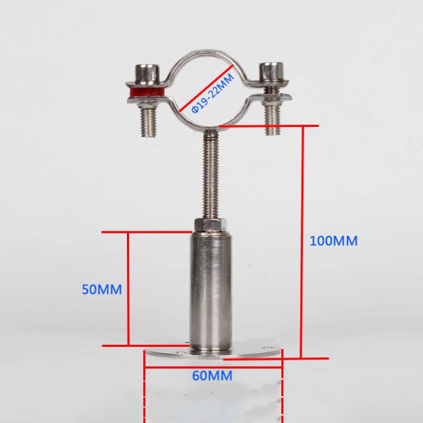 2 stk rustfrit stål loftmonteringsbeslag, rørmontering Justerbar