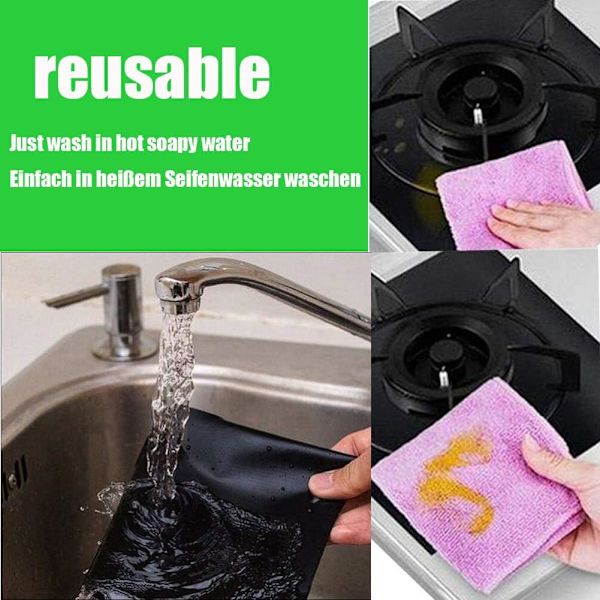 Ett set med 12 universella, återanvändbara non-stick PTFE gasspisplattor