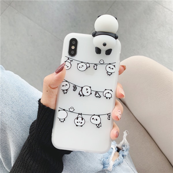 3D tegneserie Panda telefondeksel for iPhone 11pro max deksel myk bak C