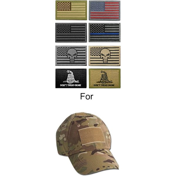 Amerikansk flag patch, 8-pak, taktisk morale militær patch