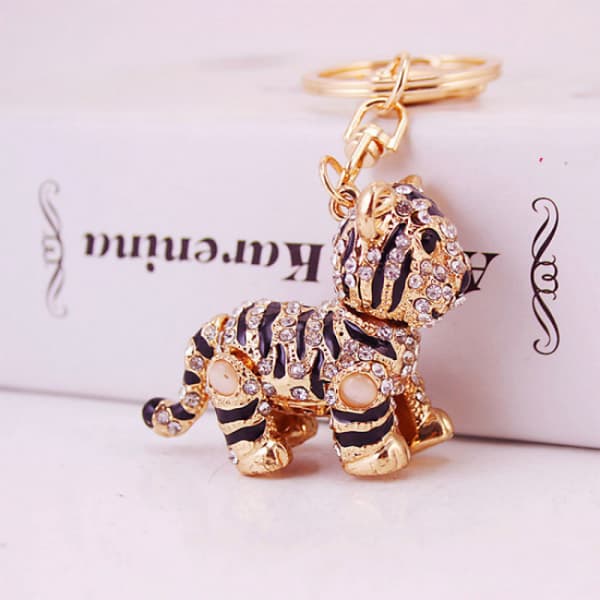 Sødt Dyr Nøglering Til Kvinder Bling Tiger Nøglering Til G