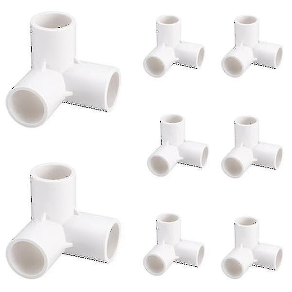 8 stk. 20 mm PVC-rørforbindelser PVC-møbelrørfittings 3-vejs e