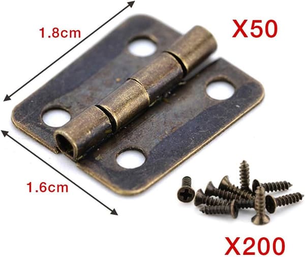 18 x 15 mm Flat Hinge, 50 stk Mini Retro Hinge i Antikk Bronse,