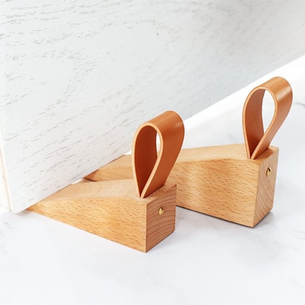 Ovipysäkkö lattialle, 2 kpl 12*3.5*3.5cm Pähkinäpuinen ovikiila liukastumattoman