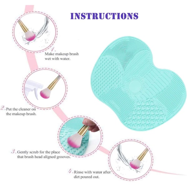 Rensebørste for rengjøring av sminkekost, rengjøringsmatte, skrubbebrett (grønn)