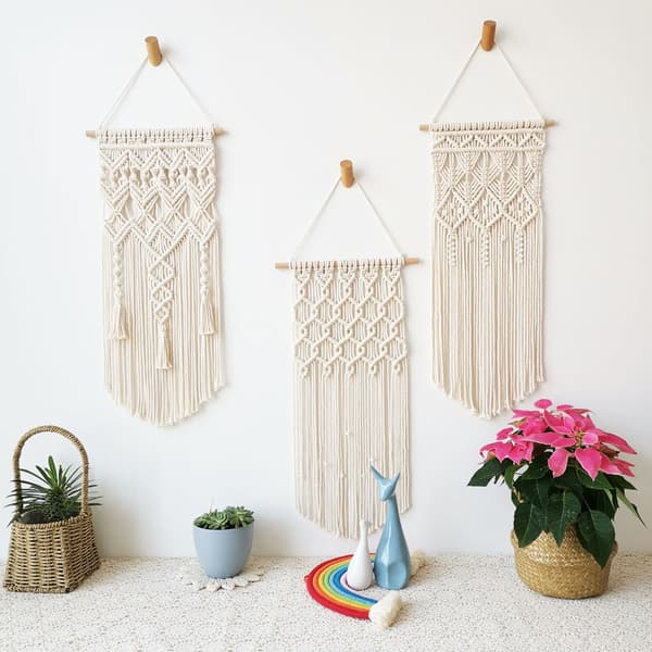 2 st Macrame vävd väggbonad Boho Home Chic Bohemian Geometri