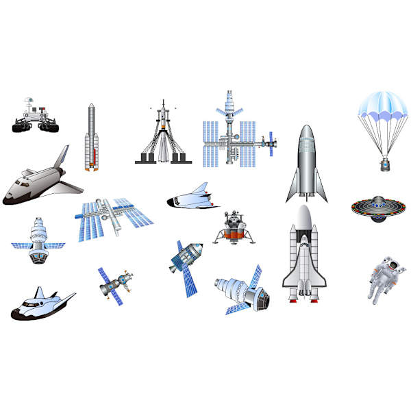 Glow in the Dark Stars för tak, Galaxy Rocket Spacecraft Wall Stickers