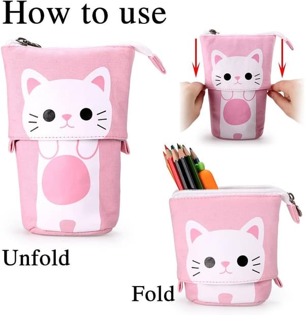 Retractable Pencil Pouch Standing Pen Pouch Cute Pencil Pouch Sta