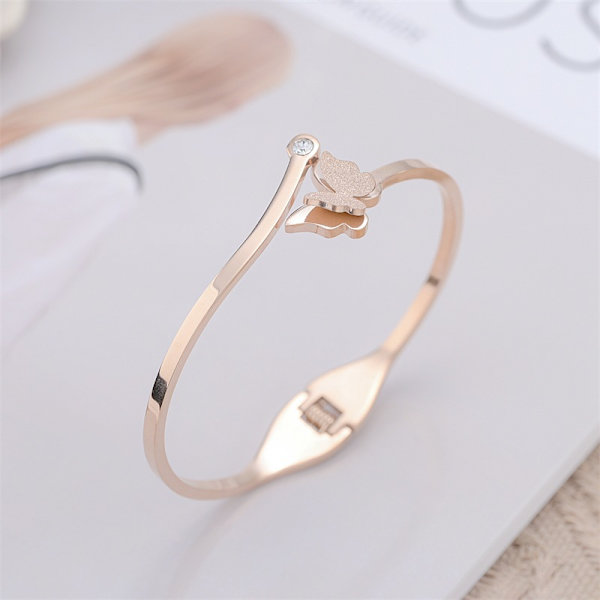 Fashion Ny Titanium Stål Armbånd Kvinde Lys Luksus Scrub Sommerfugl Armbånd