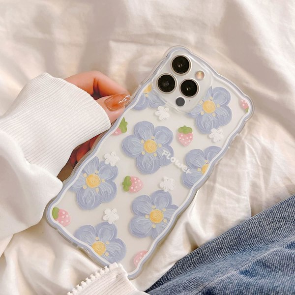 Kompatibel med iPhone 12 Pro Max etui med Flower Cute Strawberr