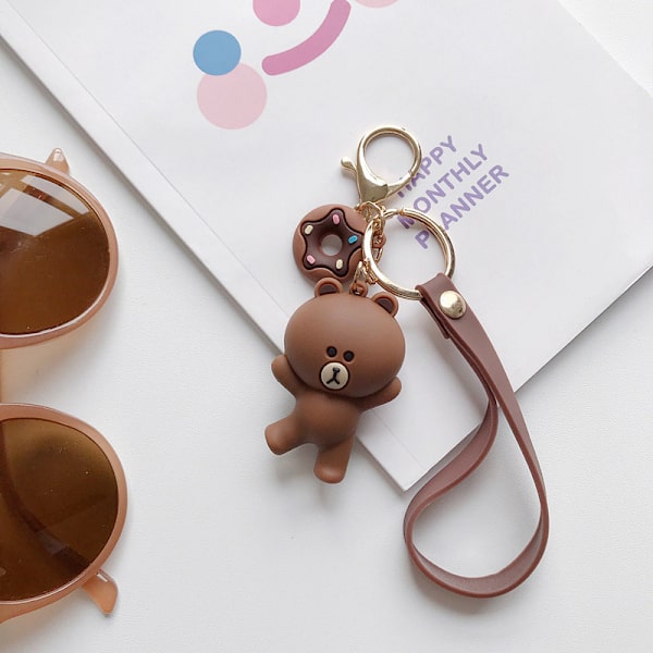 Söt tecknad nyckelring accessoarer med kawaii anime björn nyckelring