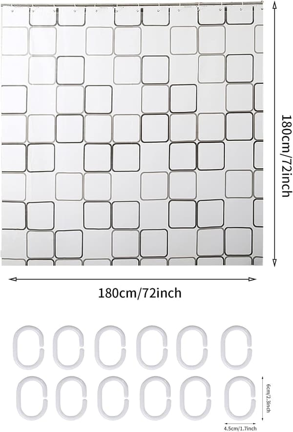 Vattentäta Transparenta Duschdraperihakar Set, Modern Badrum Curta