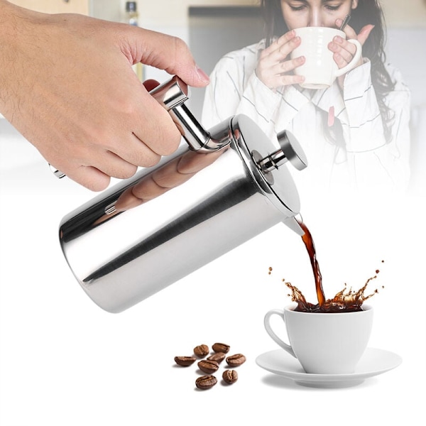 350 ml Stempelkande i rustfrit stål, Stempelkande med tredobbelt filter