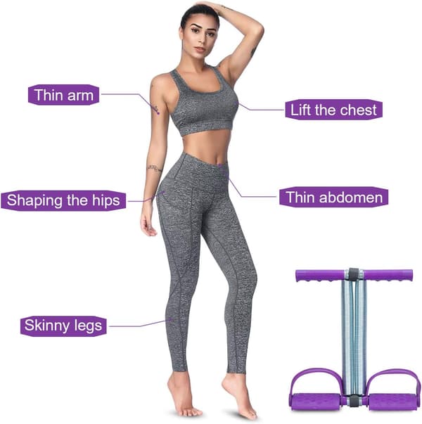 Elastisk Sit Up Pull Rope Dubbel Fjäderspänning Fotpedal Buk