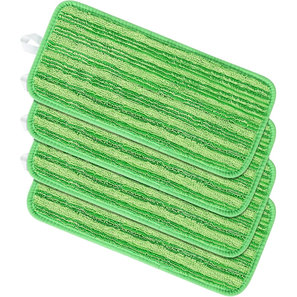 4 erstatningsputer, mikrofiberspray for jetmopp, erstatningsklut 45x13 cm (grønn)